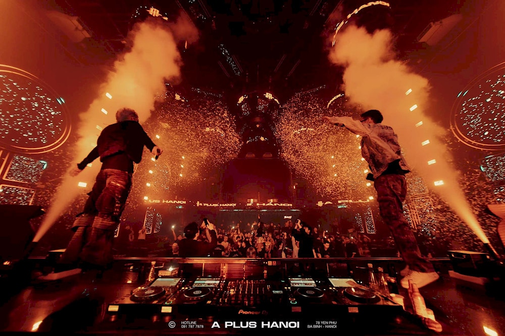 The combination of music and lighting makes A PLUS HANOI feel like it's exploding with energy, truly living up to its title as the first super club in Hanoi 
